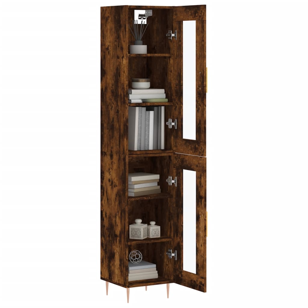 Buffet haut Chêne fumé 34,5x34x180 cm Bois d'ingénierie - XIOS