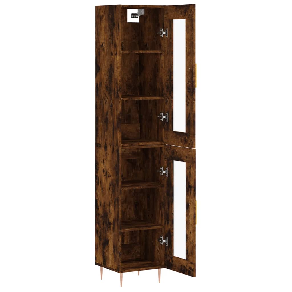 Buffet haut Chêne fumé 34,5x34x180 cm Bois d'ingénierie - XIOS