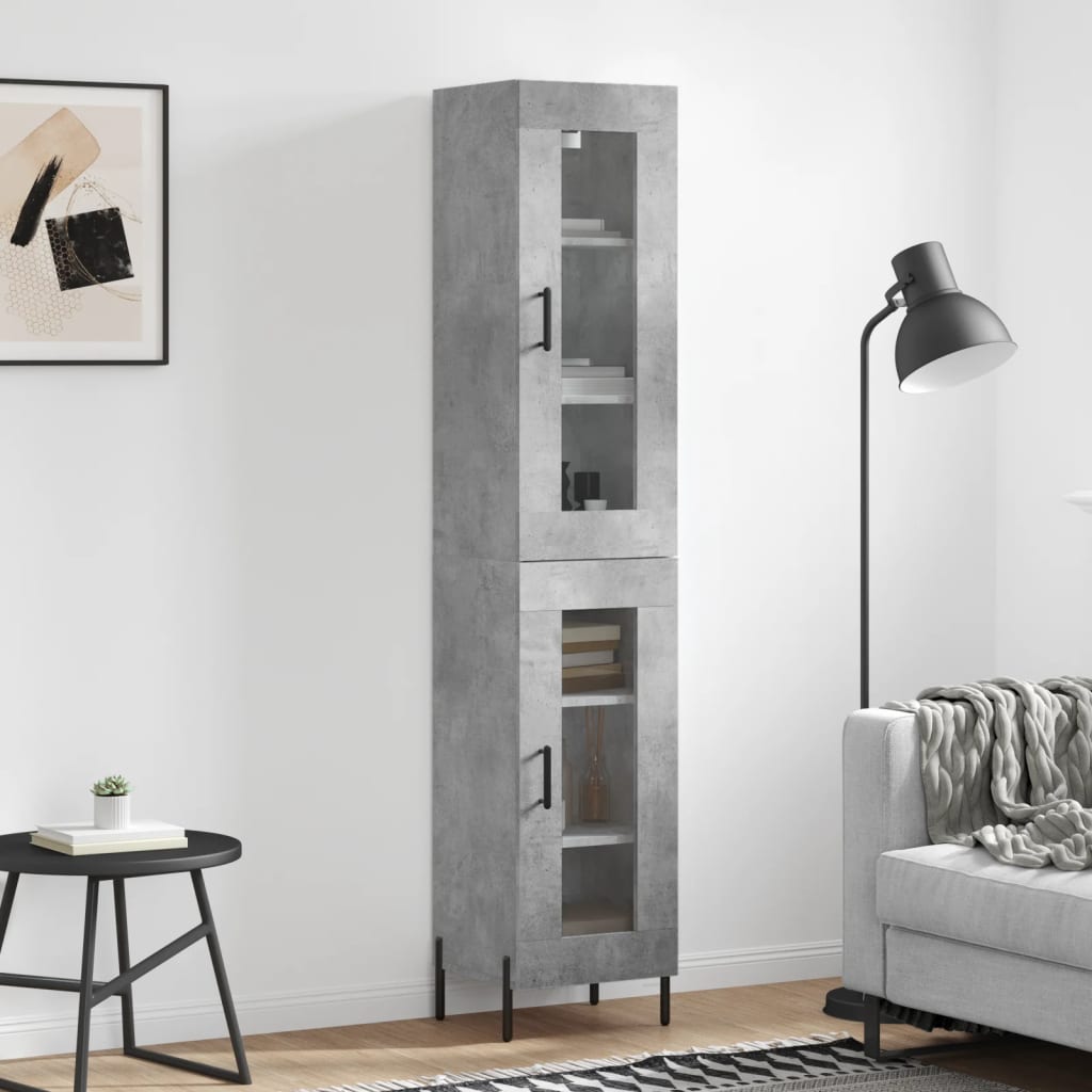 Buffet haut Gris béton 34,5x34x180 cm Bois d'ingénierie - XIOS
