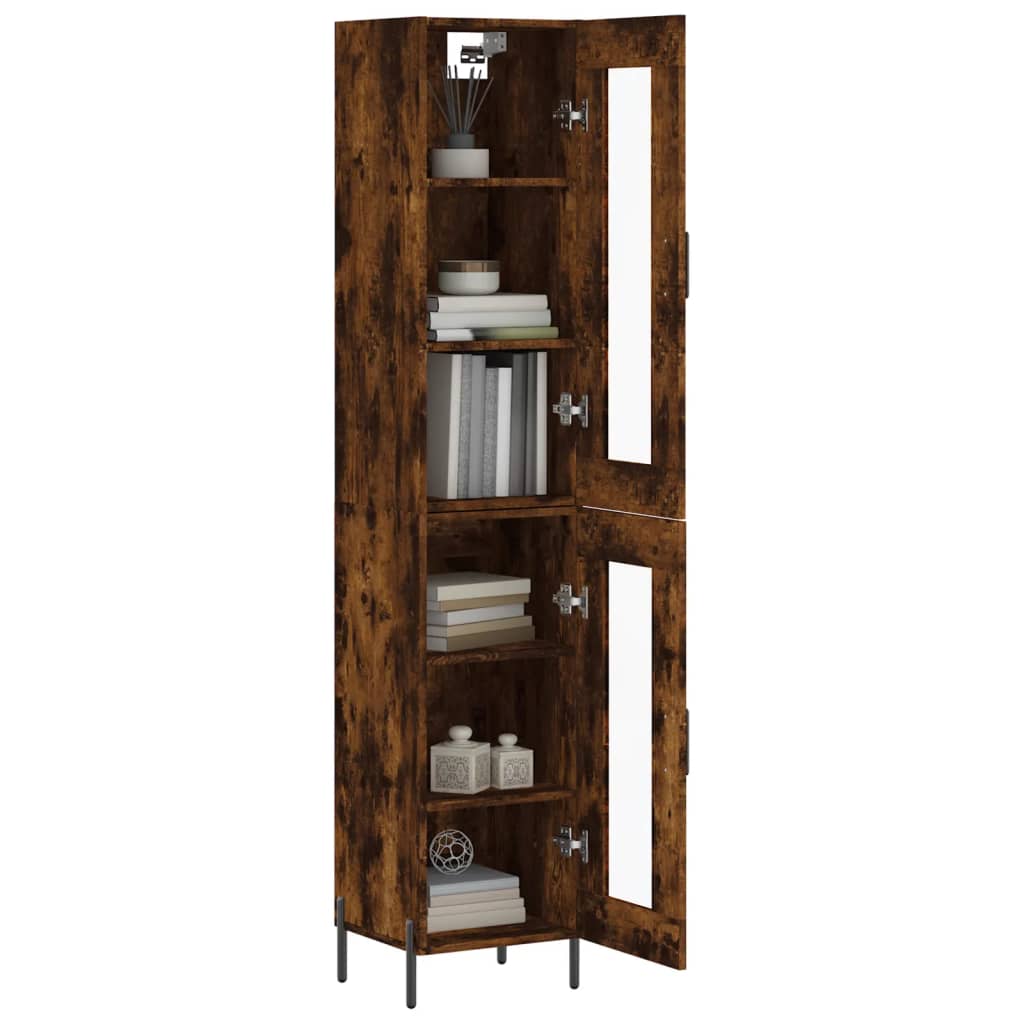 Buffet haut Chêne fumé 34,5x34x180 cm Bois d'ingénierie - XIOS