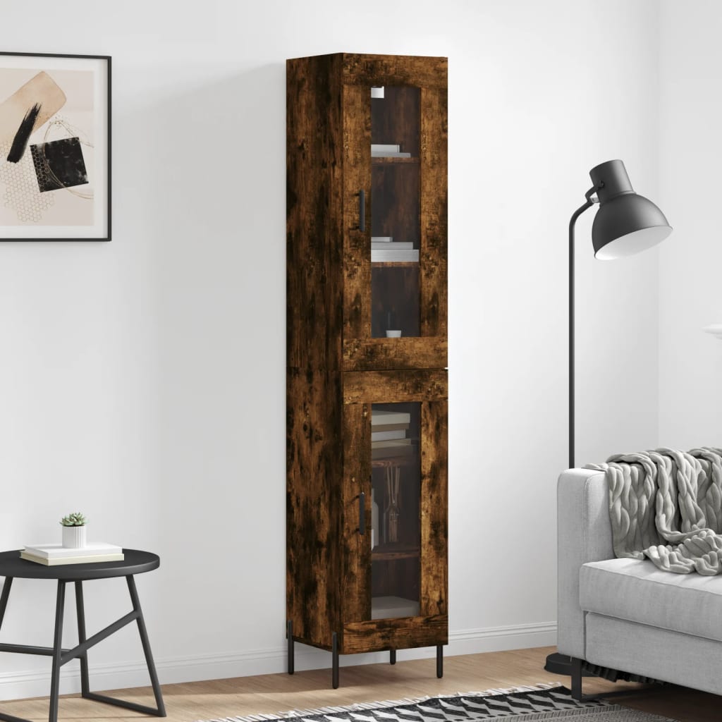 Buffet haut Chêne fumé 34,5x34x180 cm Bois d'ingénierie - XIOS
