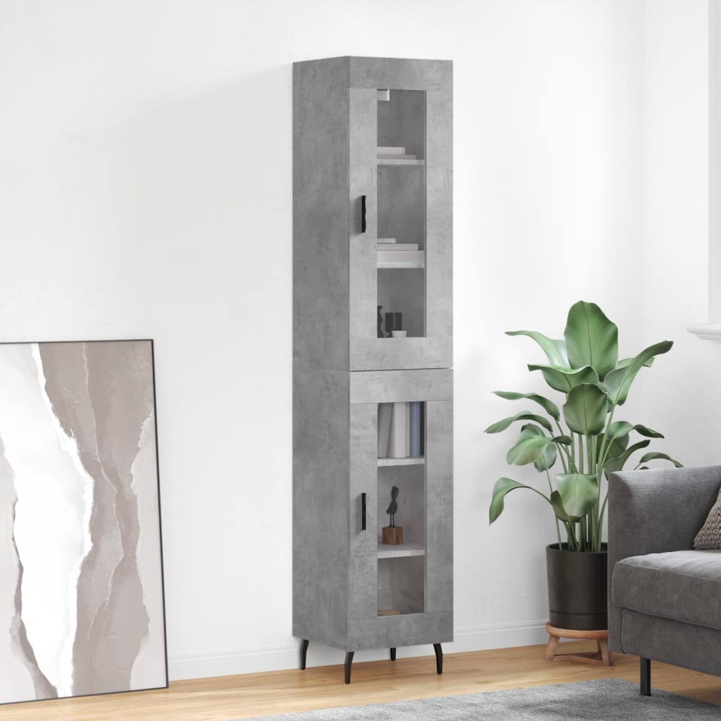 Buffet haut Gris béton 34,5x34x180 cm Bois d'ingénierie - XIOS
