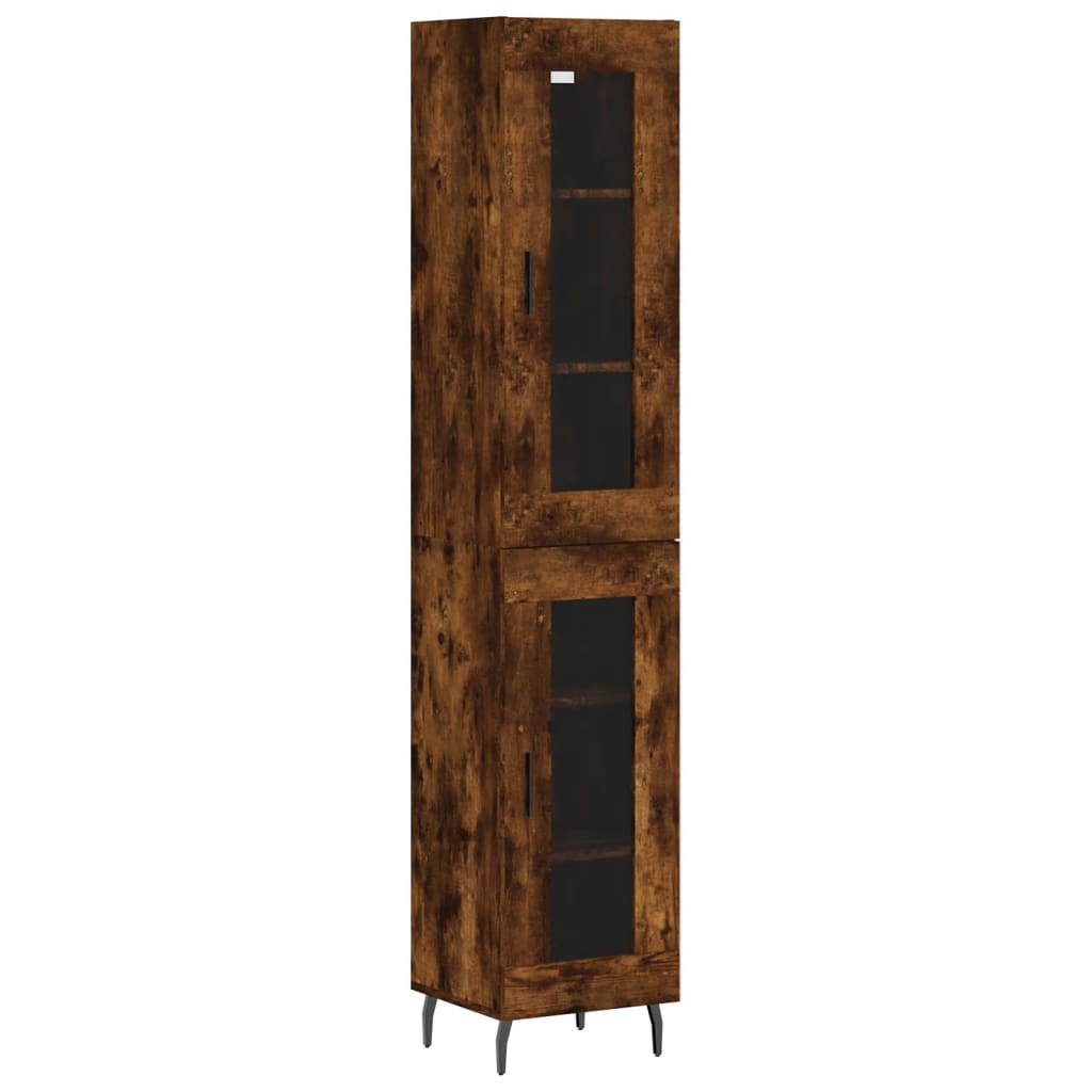 Buffet haut Chêne fumé 34,5x34x180 cm Bois d'ingénierie - XIOS