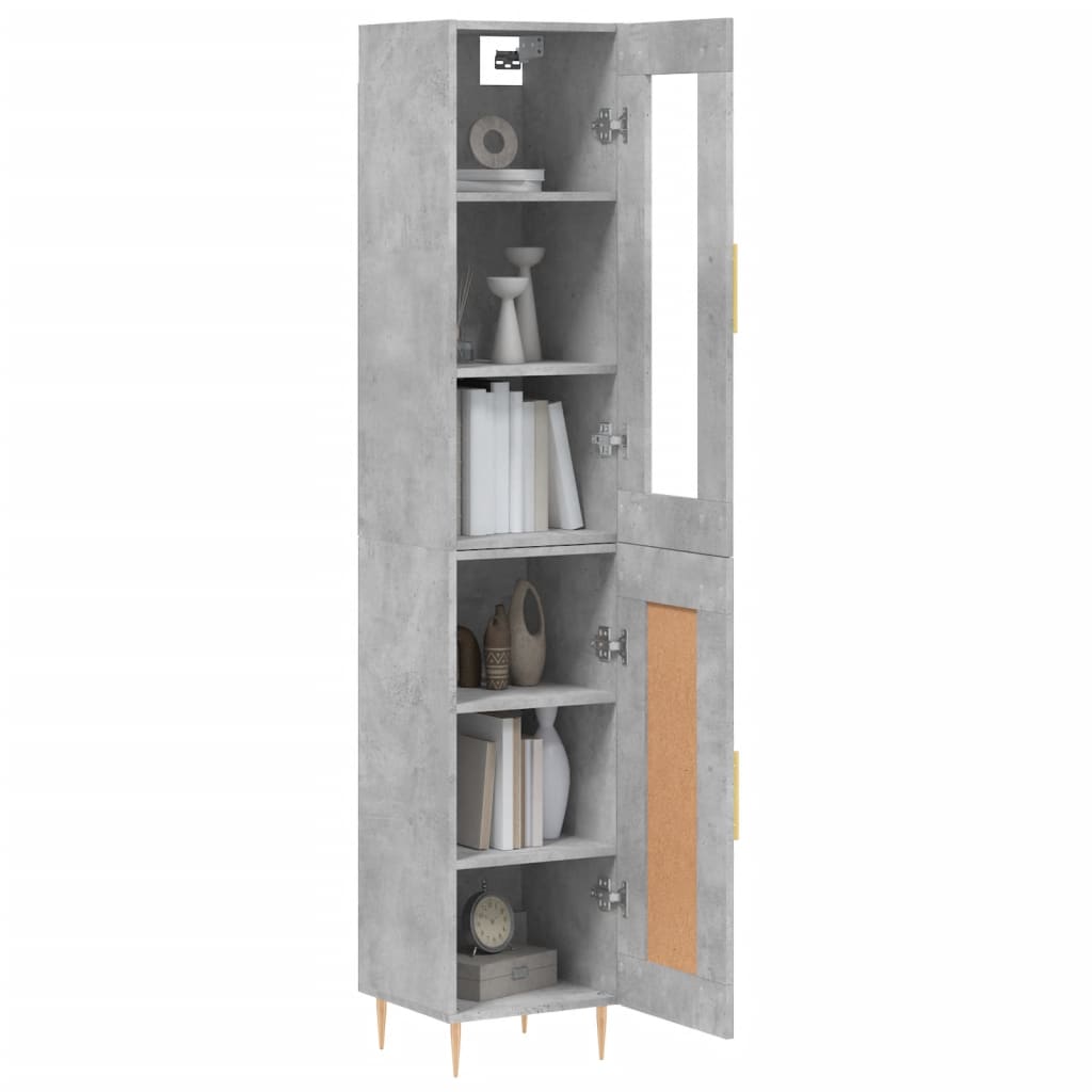 Buffet haut Gris béton 34,5x34x180 cm Bois d'ingénierie - XIOS