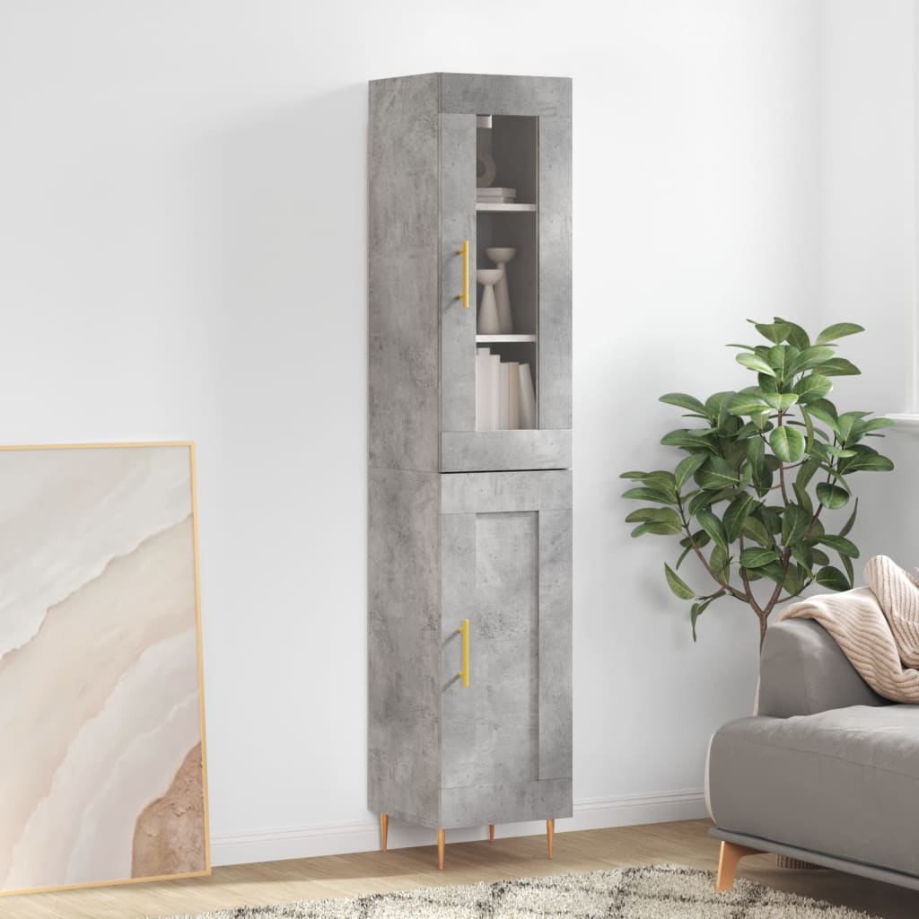 Buffet haut Gris béton 34,5x34x180 cm Bois d'ingénierie - XIOS
