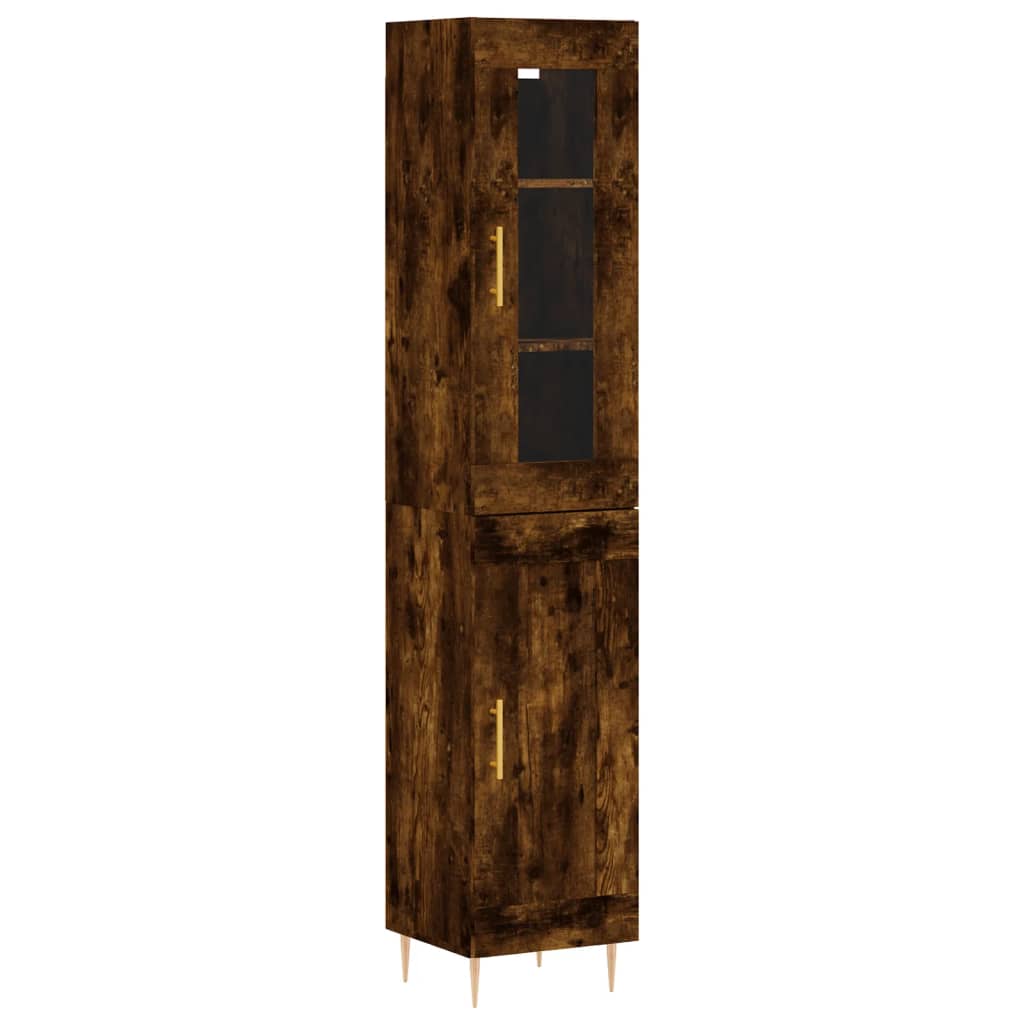 Buffet haut Chêne fumé 34,5x34x180 cm Bois d'ingénierie - XIOS