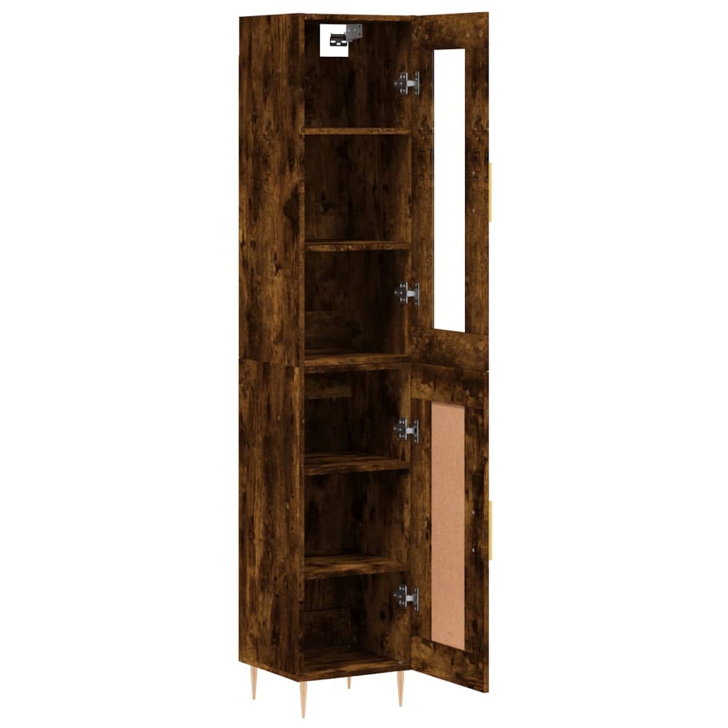 Buffet haut Chêne fumé 34,5x34x180 cm Bois d'ingénierie - XIOS