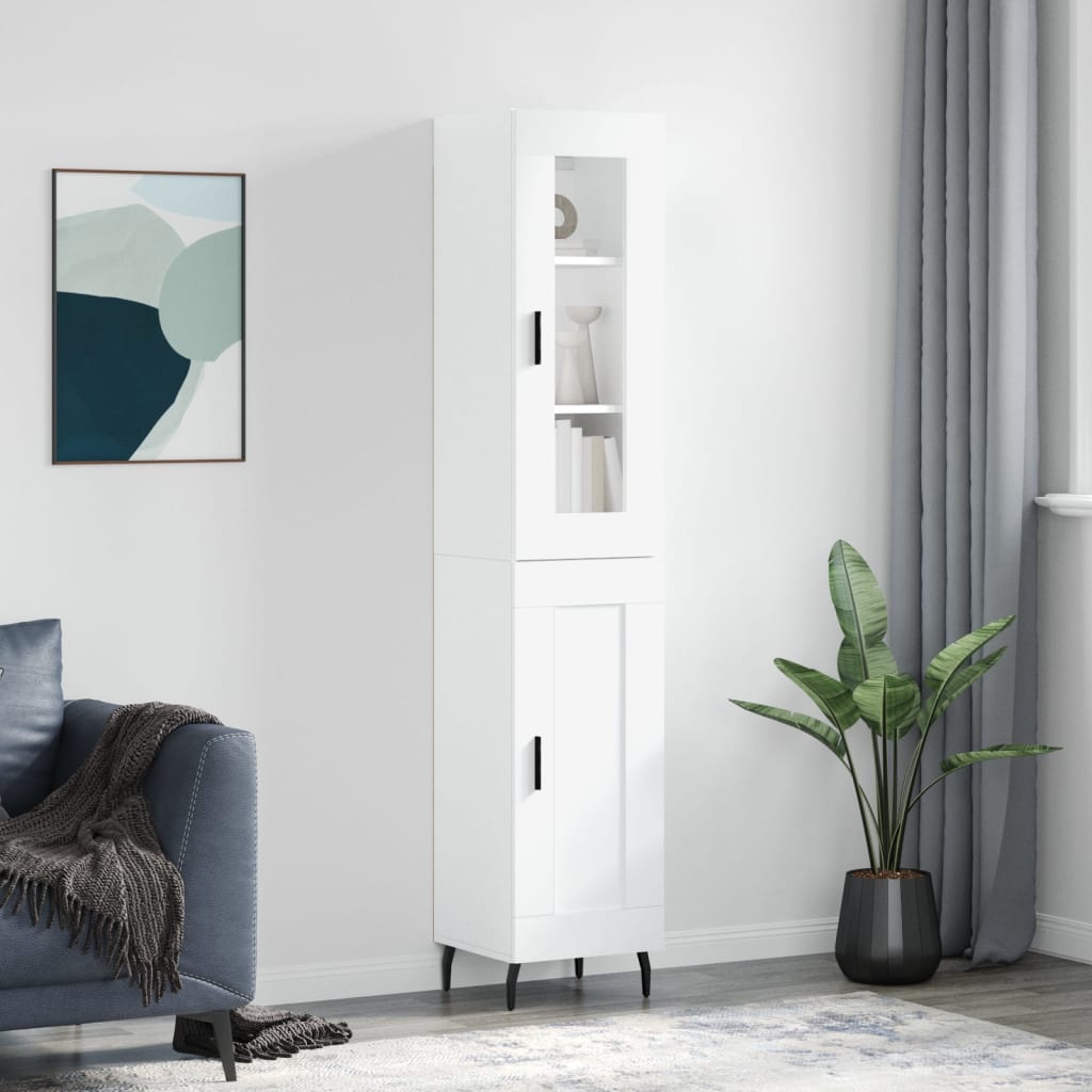 Buffet haut Blanc 34,5x34x180 cm Bois d'ingénierie - XIOS