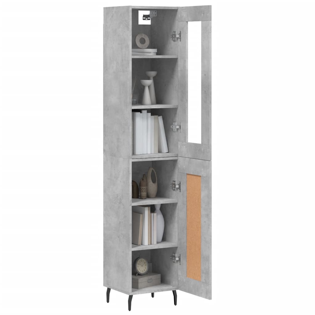 Buffet haut Gris béton 34,5x34x180 cm Bois d'ingénierie - XIOS