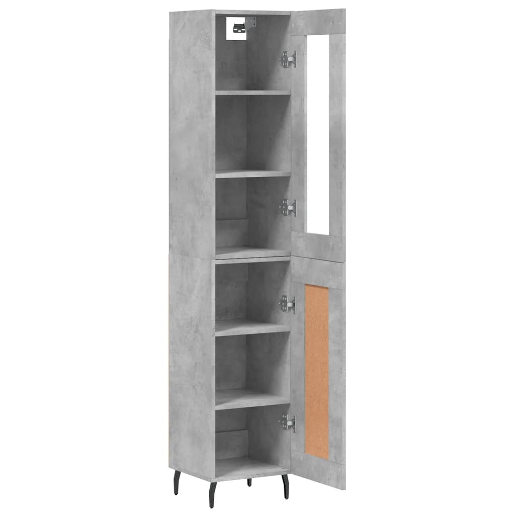 Buffet haut Gris béton 34,5x34x180 cm Bois d'ingénierie - XIOS
