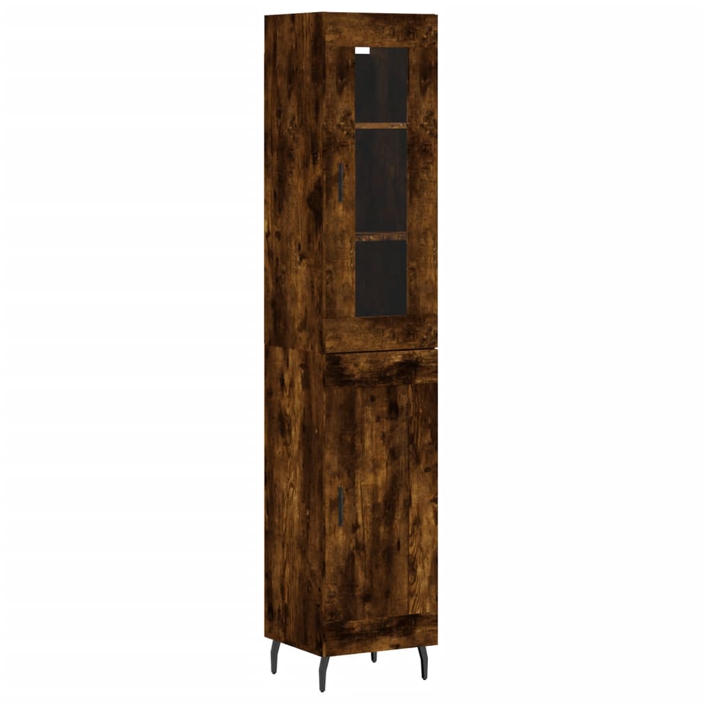 Buffet haut Chêne fumé 34,5x34x180 cm Bois d'ingénierie - XIOS
