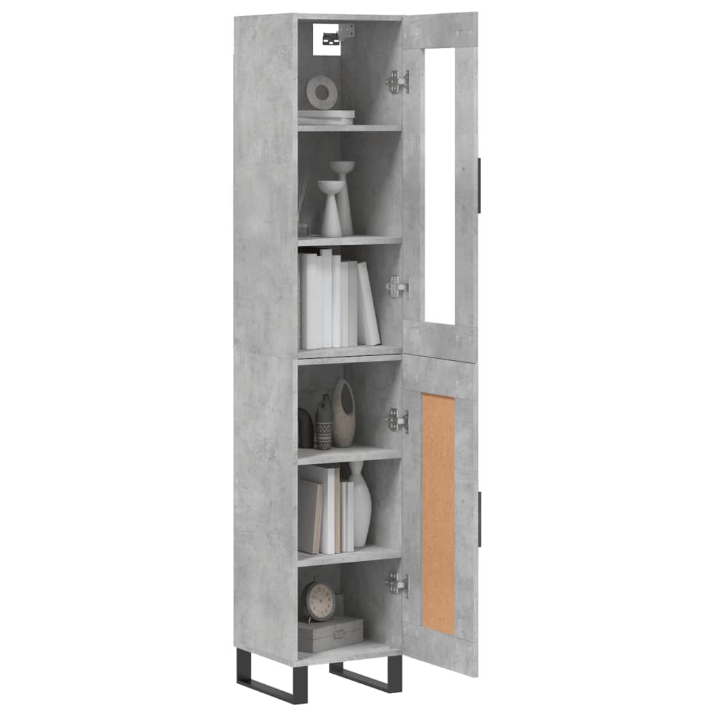 Buffet haut Gris béton 34,5x34x180 cm Bois d'ingénierie - XIOS