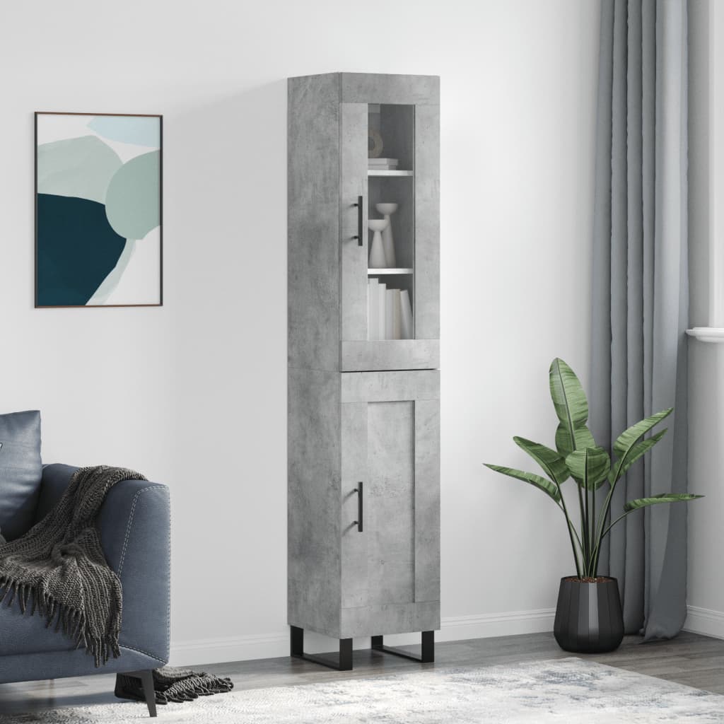 Buffet haut Gris béton 34,5x34x180 cm Bois d'ingénierie - XIOS