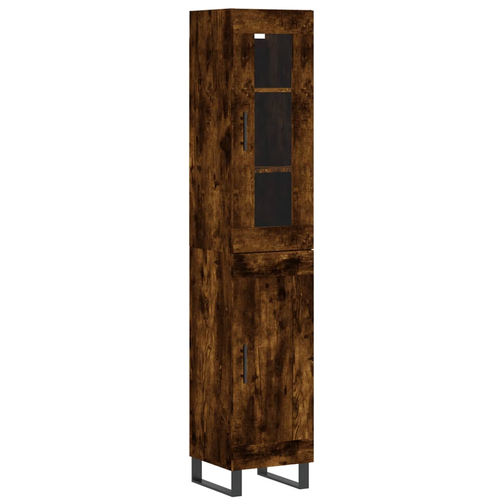 Buffet haut Chêne fumé 34,5x34x180 cm Bois d'ingénierie - XIOS