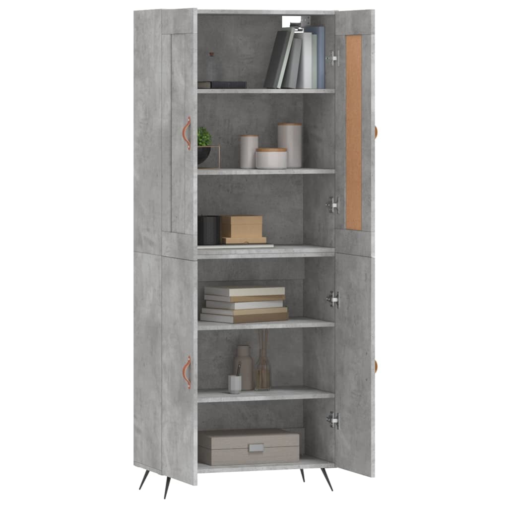 Buffet haut Gris béton 69,5x34x180 cm Bois d'ingénierie - XIOS