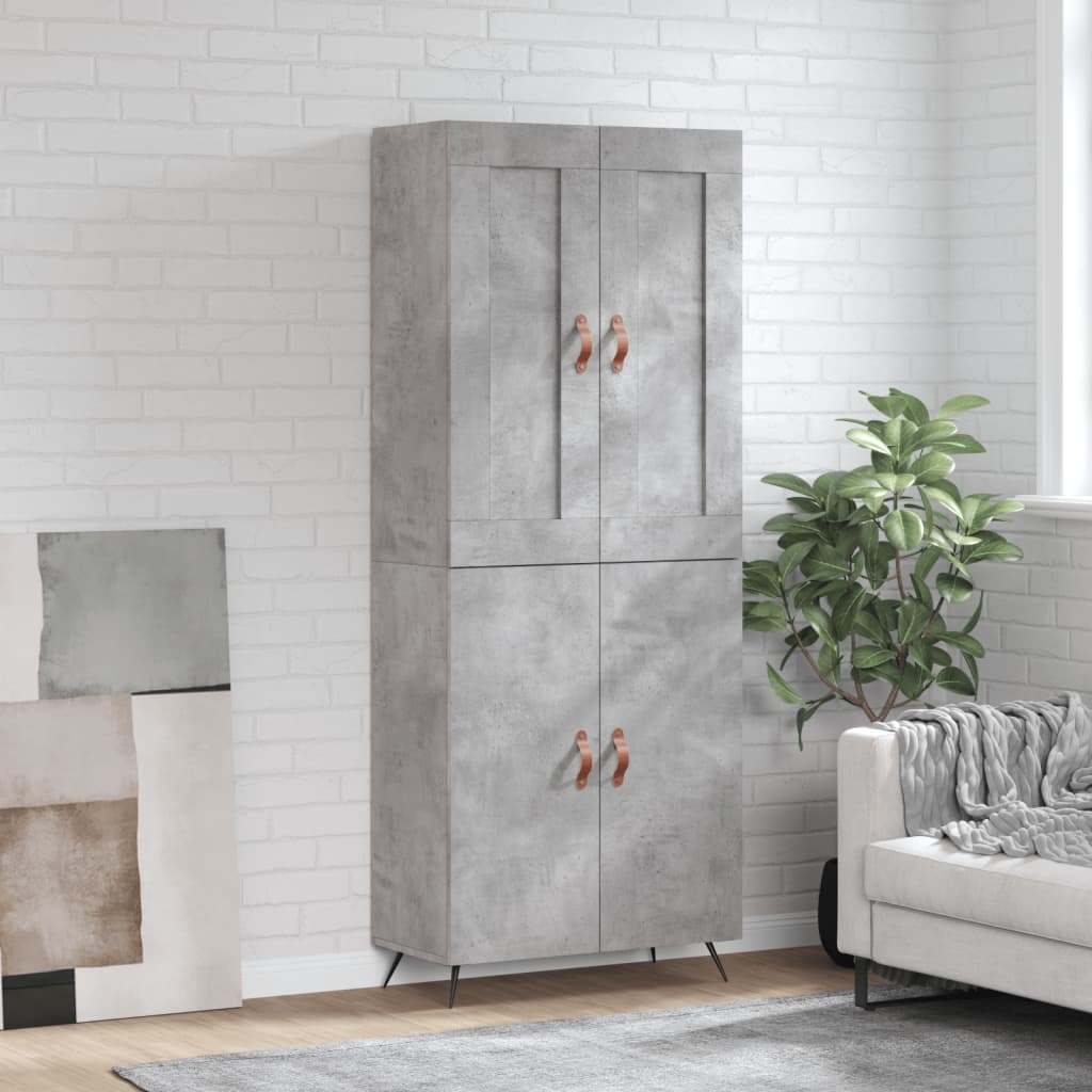 Buffet haut Gris béton 69,5x34x180 cm Bois d'ingénierie - XIOS