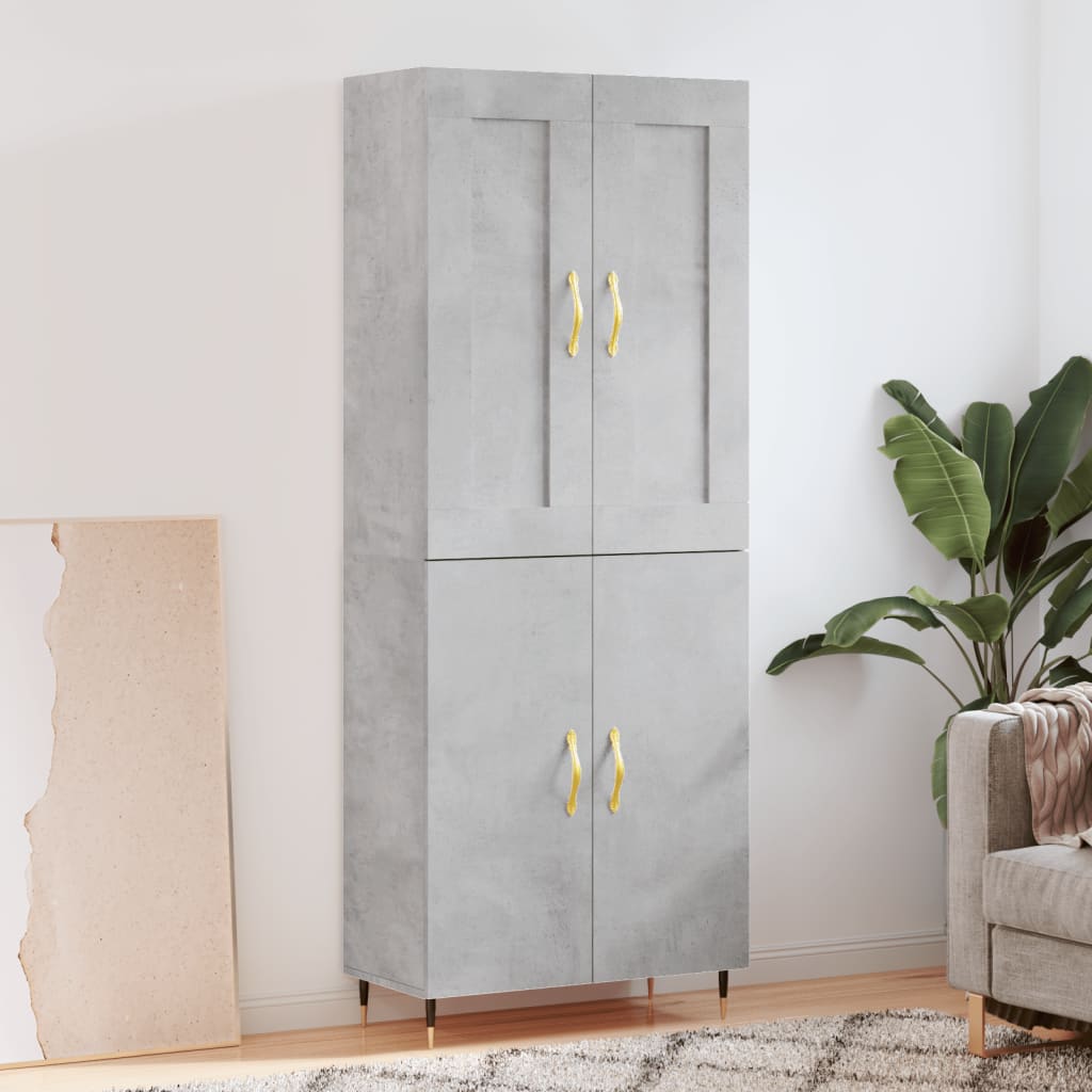 Buffet haut Gris béton 69,5x34x180 cm Bois d'ingénierie - XIOS