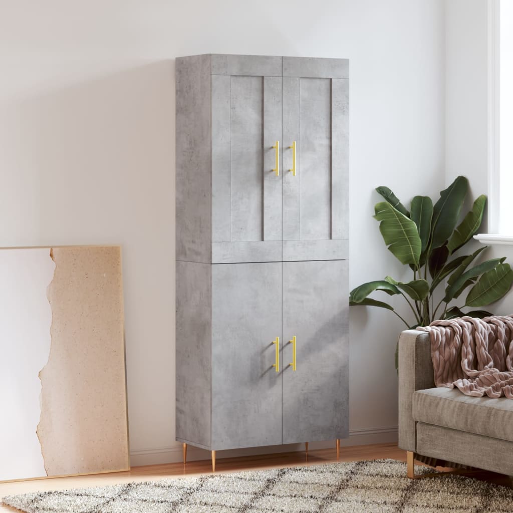 Buffet haut Gris béton 69,5x34x180 cm Bois d'ingénierie - XIOS