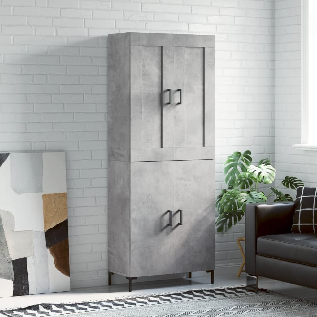 Buffet haut Gris béton 69,5x34x180 cm Bois d'ingénierie - XIOS