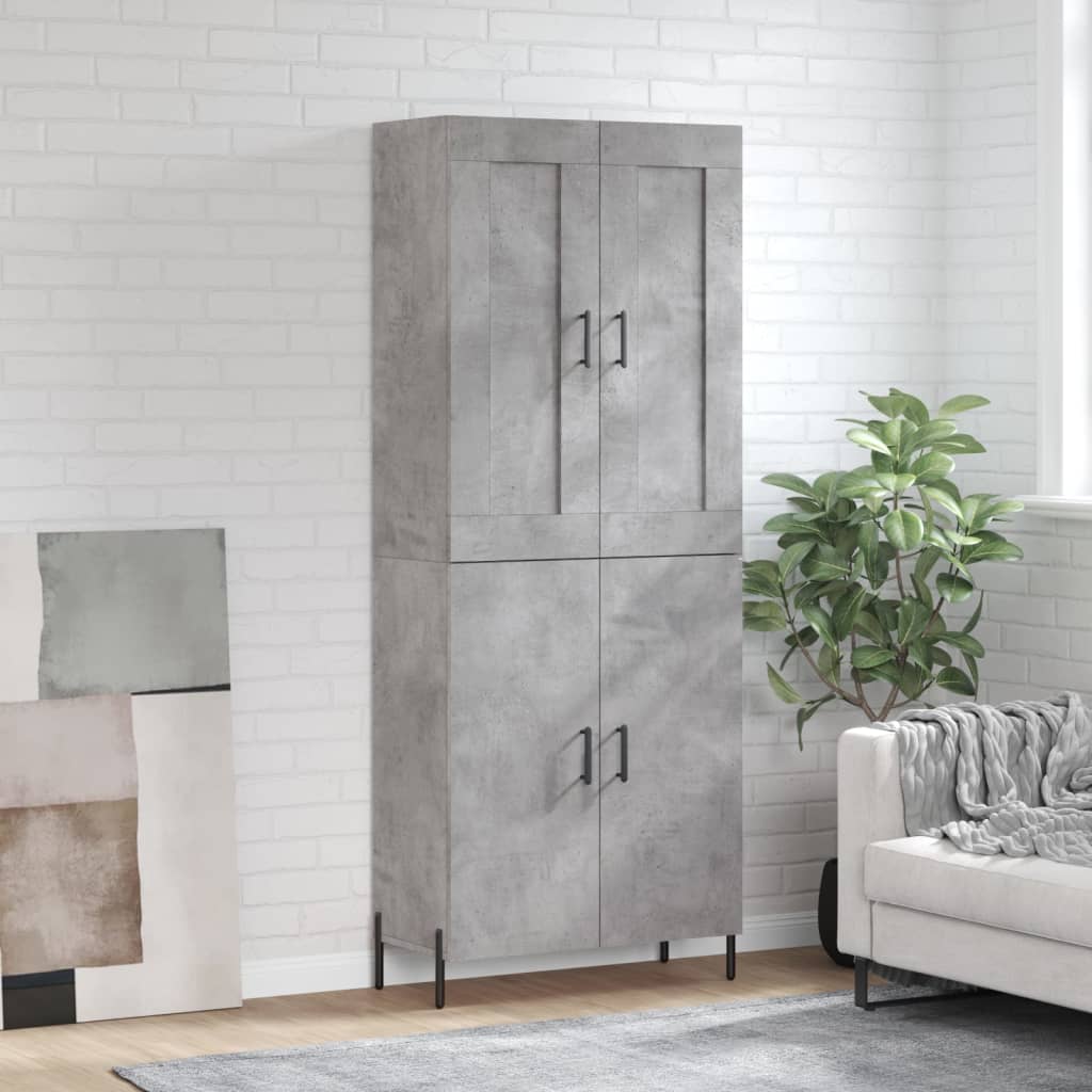 Buffet haut Gris béton 69,5x34x180 cm Bois d'ingénierie - XIOS