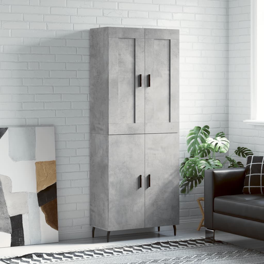 Buffet haut Gris béton 69,5x34x180 cm Bois d'ingénierie - XIOS