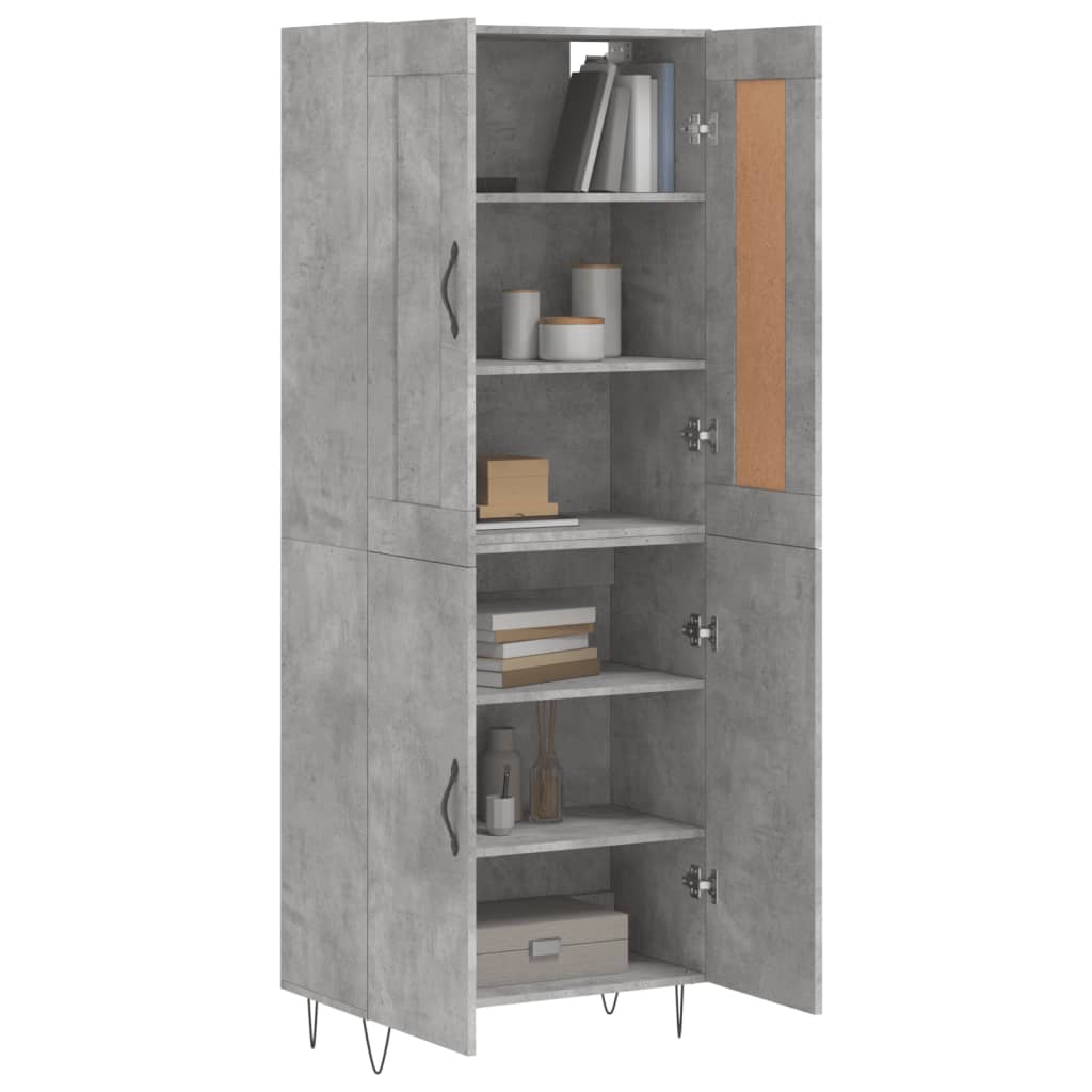 Buffet haut Gris béton 69,5x34x180 cm Bois d'ingénierie - XIOS