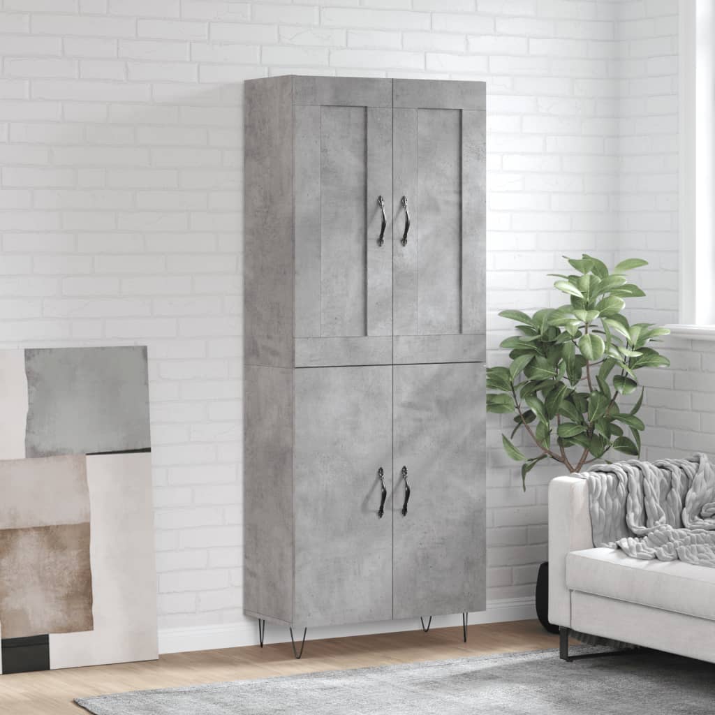 Buffet haut Gris béton 69,5x34x180 cm Bois d'ingénierie - XIOS