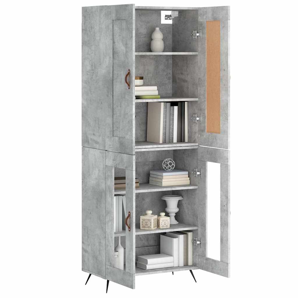Buffet haut Gris béton 69,5x34x180 cm Bois d'ingénierie - XIOS