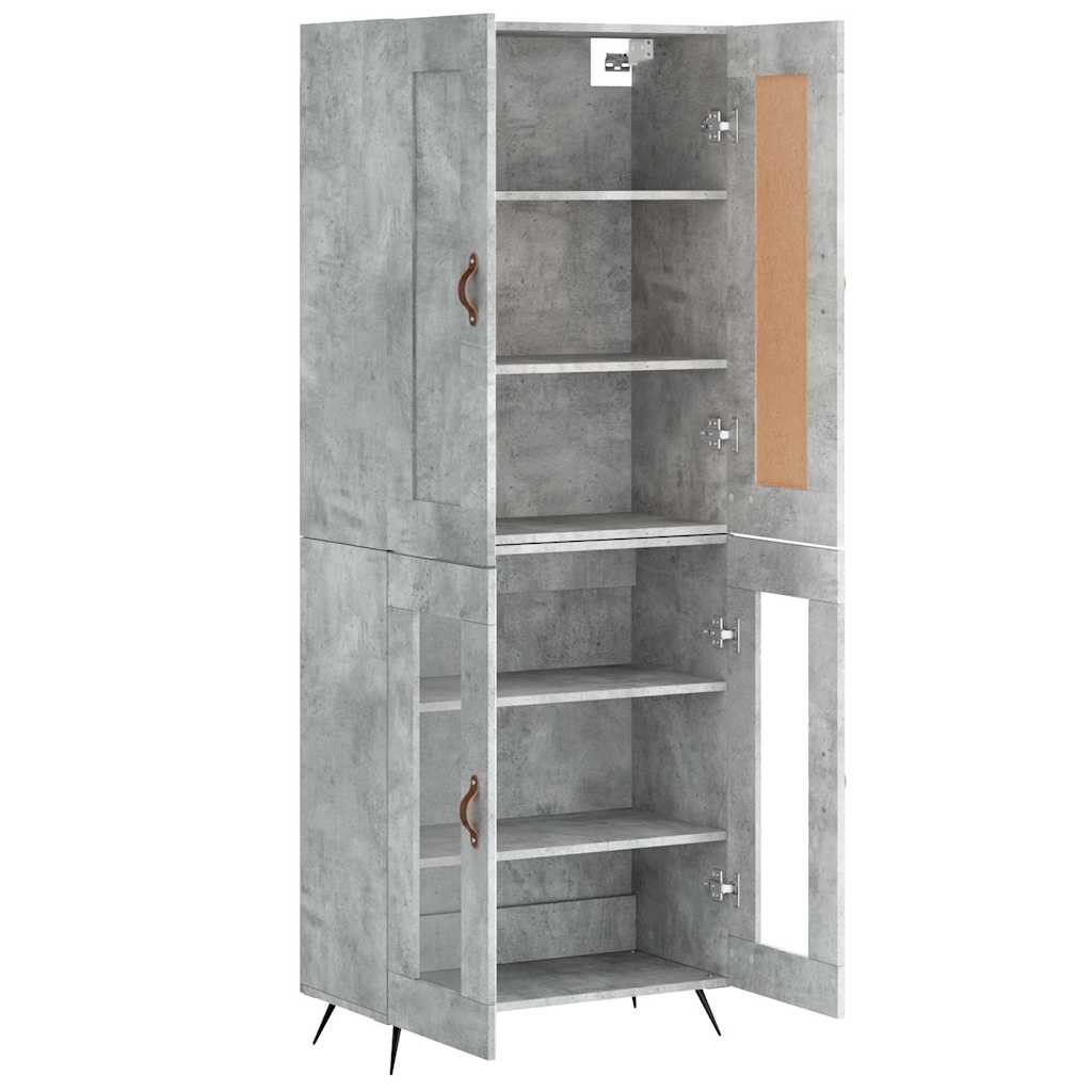 Buffet haut Gris béton 69,5x34x180 cm Bois d'ingénierie - XIOS