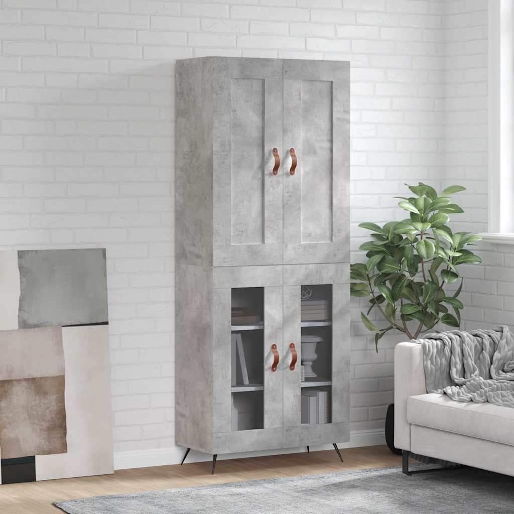 Buffet haut Gris béton 69,5x34x180 cm Bois d'ingénierie - XIOS