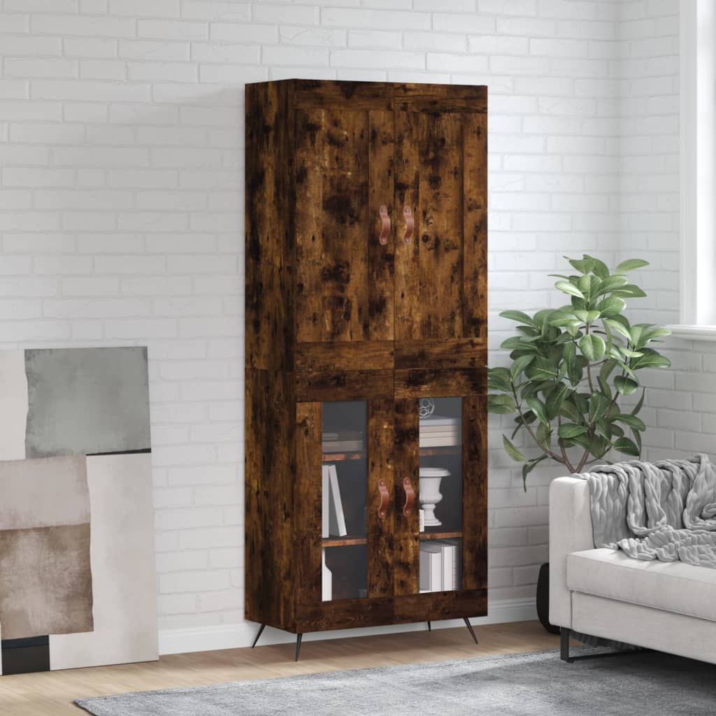 Buffet haut Chêne fumé 69,5x34x180 cm Bois d'ingénierie - XIOS