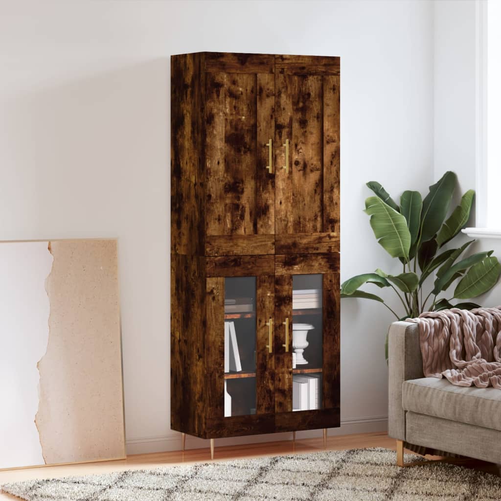 Buffet haut Chêne fumé 69,5x34x180 cm Bois d'ingénierie - XIOS