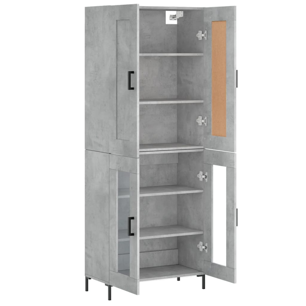 Buffet haut Gris béton 69,5x34x180 cm Bois d'ingénierie - XIOS