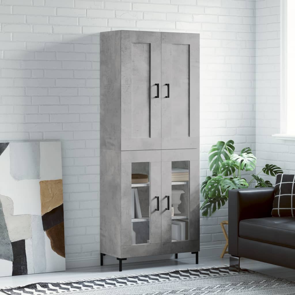 Buffet haut Gris béton 69,5x34x180 cm Bois d'ingénierie - XIOS