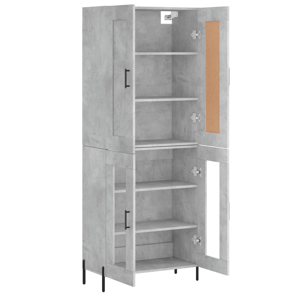 Buffet haut Gris béton 69,5x34x180 cm Bois d'ingénierie