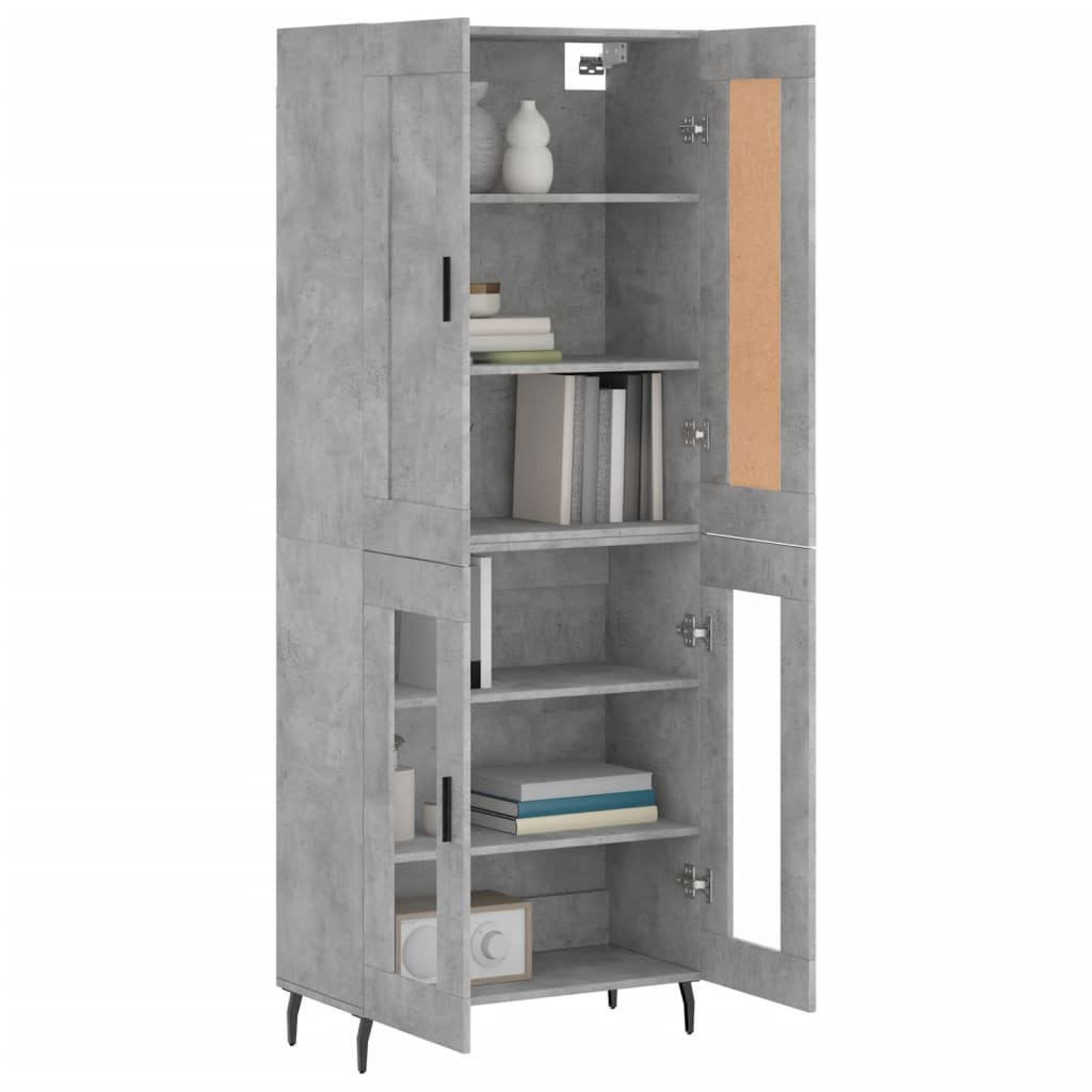 Buffet haut Gris béton 69,5x34x180 cm Bois d'ingénierie - XIOS