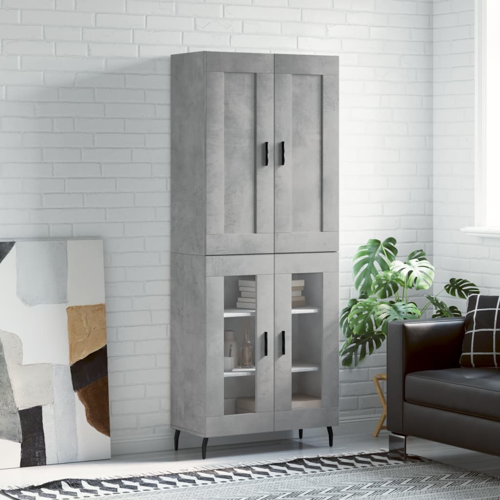 Buffet haut Gris béton 69,5x34x180 cm Bois d'ingénierie - XIOS