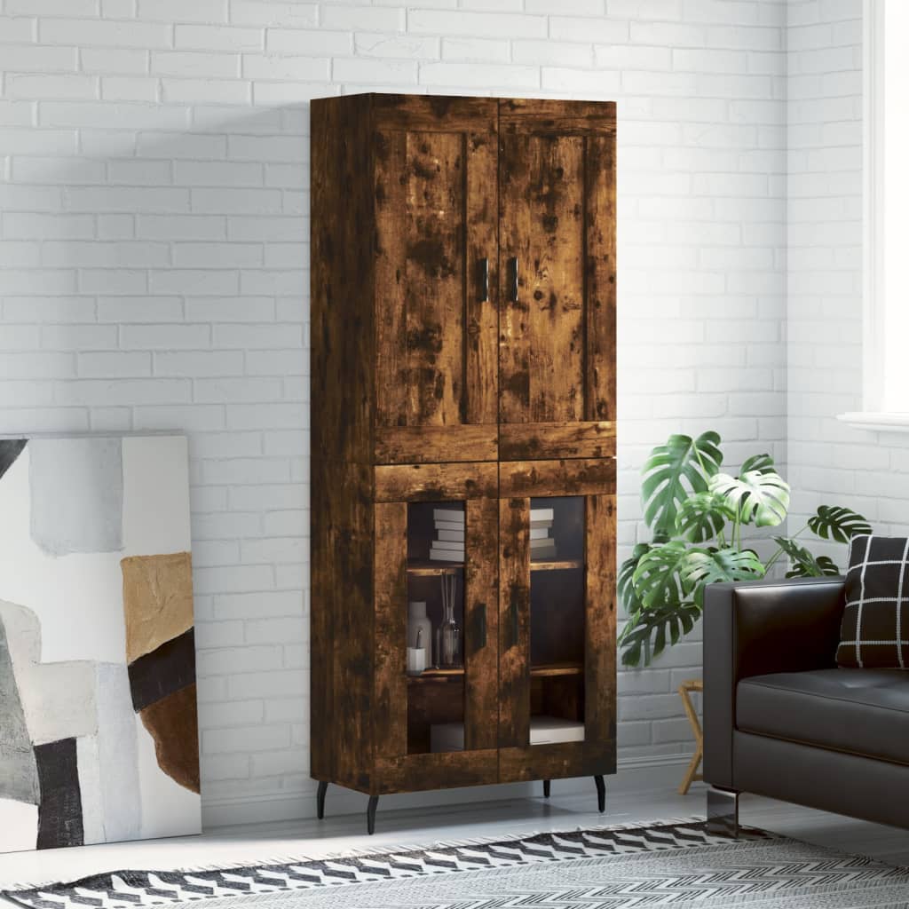 Buffet haut Chêne fumé 69,5x34x180 cm Bois d'ingénierie - XIOS