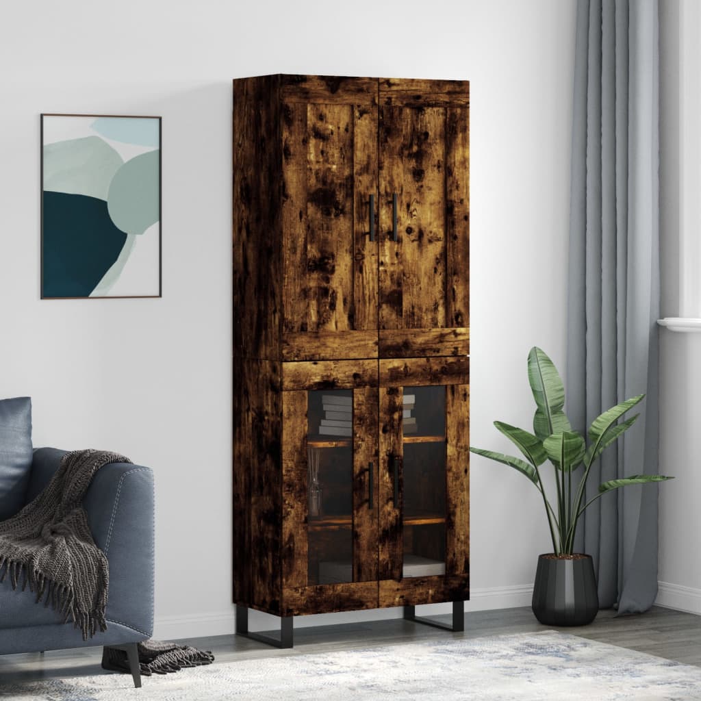 Buffet haut Chêne fumé 69,5x34x180 cm Bois d'ingénierie - XIOS