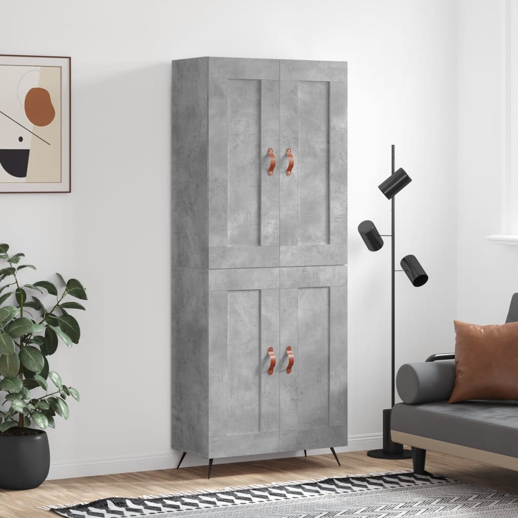 Buffet haut Gris béton 69,5x34x180 cm Bois d'ingénierie - XIOS