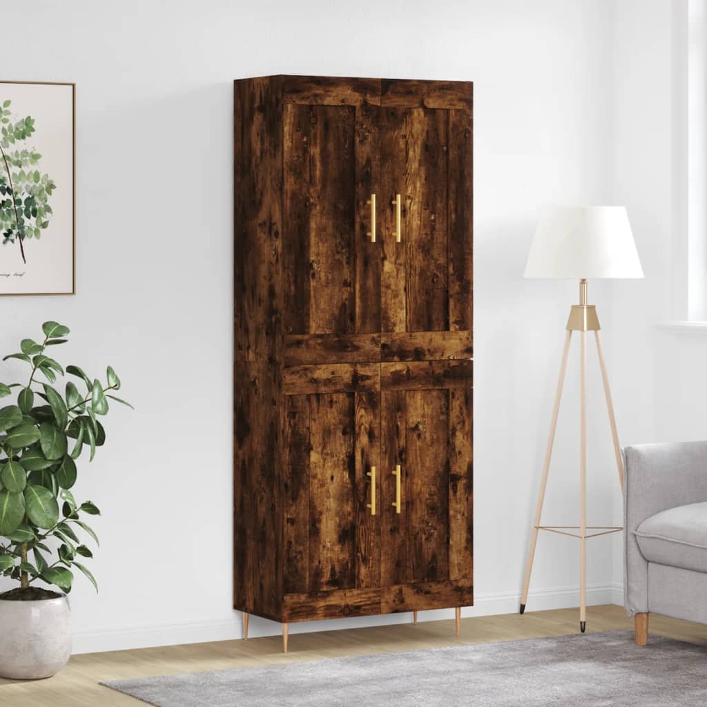 Buffet haut Chêne fumé 69,5x34x180 cm Bois d'ingénierie - XIOS