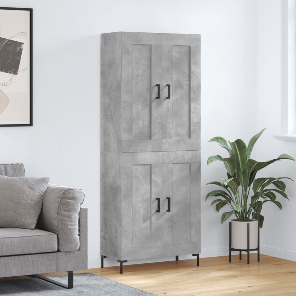 Buffet haut Gris béton 69,5x34x180 cm Bois d'ingénierie - XIOS