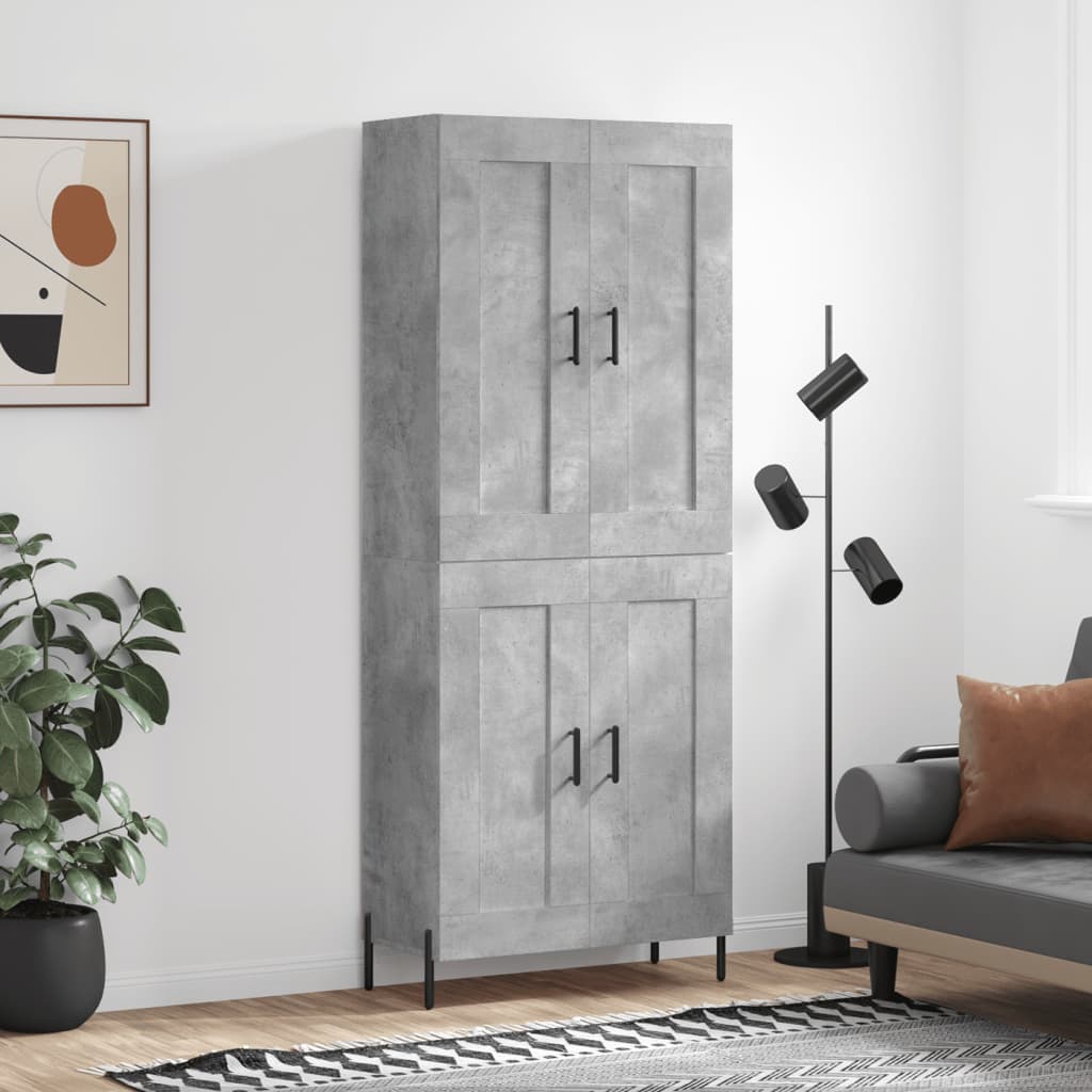 Buffet haut Gris béton 69,5x34x180 cm Bois d'ingénierie - XIOS