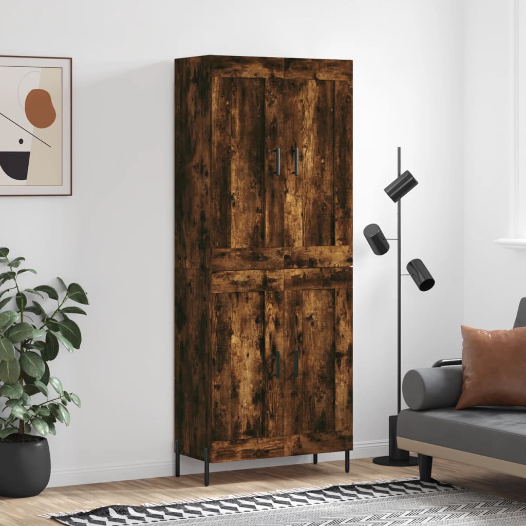 Buffet haut Chêne fumé 69,5x34x180 cm Bois d'ingénierie - XIOS