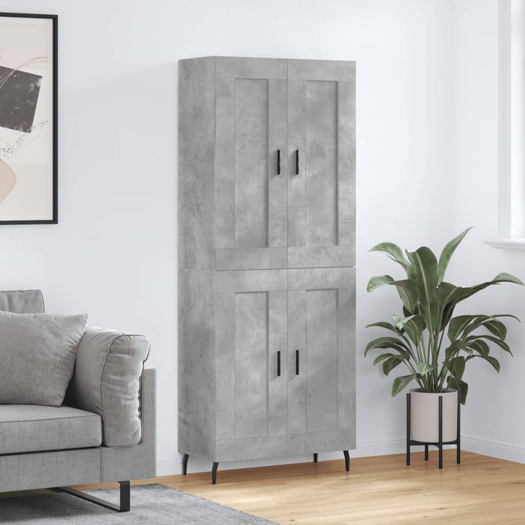 Buffet haut Gris béton 69,5x34x180 cm Bois d'ingénierie - XIOS
