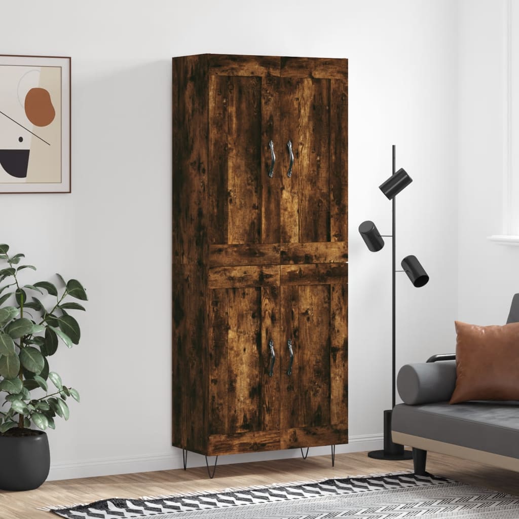 Buffet haut Chêne fumé 69,5x34x180 cm Bois d'ingénierie - XIOS
