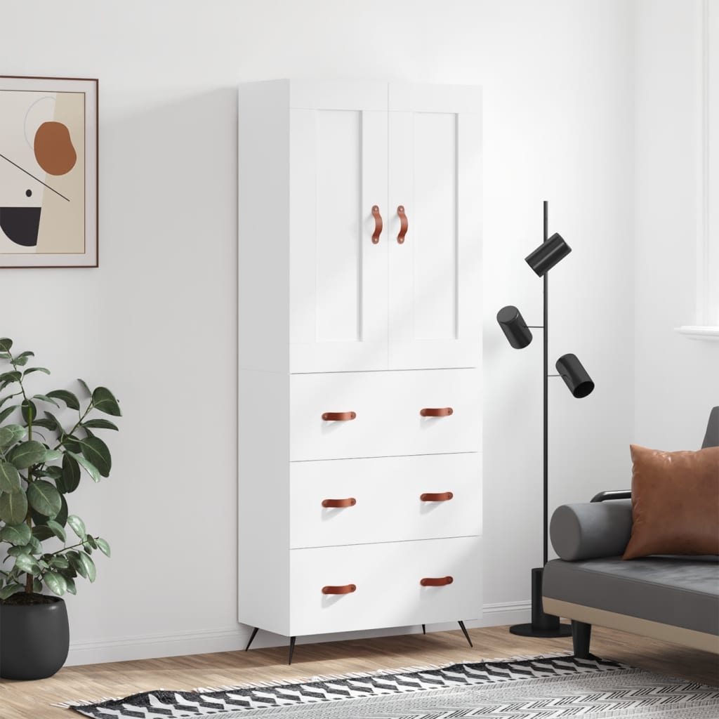 Buffet haut Blanc 69,5x34x180 cm Bois d'ingénierie - XIOS