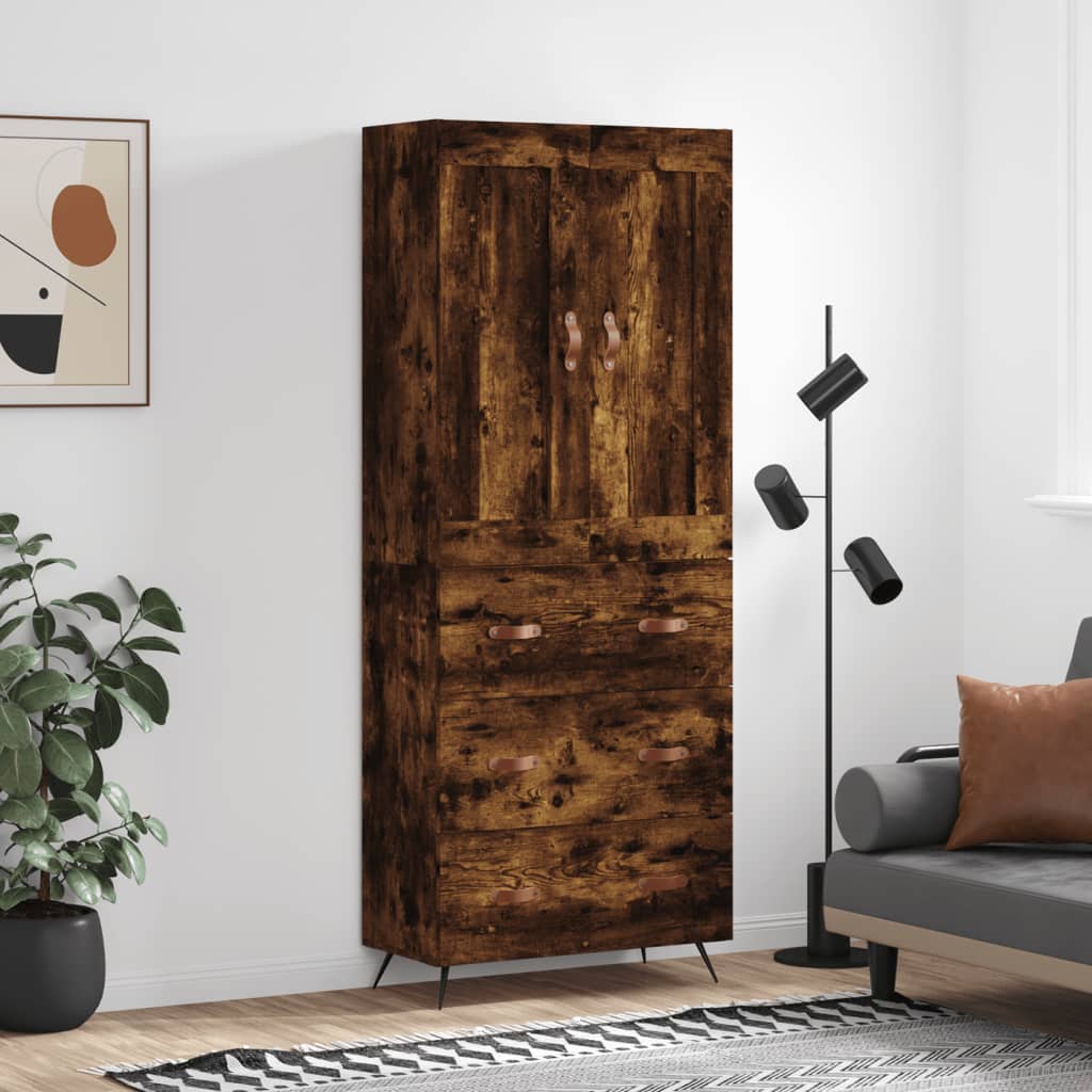 Buffet haut Chêne fumé 69,5x34x180 cm Bois d'ingénierie - XIOS
