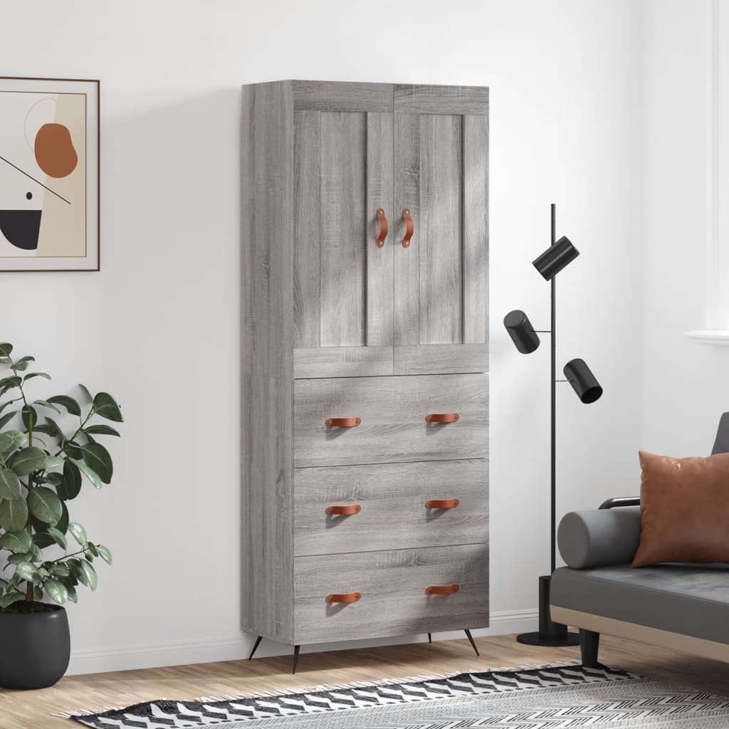 Buffet haut Sonoma gris 69,5x34x180 cm Bois d'ingénierie - XIOS