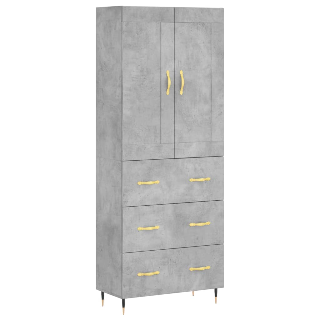 Buffet haut Gris béton 69,5x34x180 cm Bois d'ingénierie - XIOS
